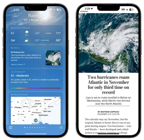 临沂苹果14维修分享iPhone 14手机如何看天气时顺带看新闻 